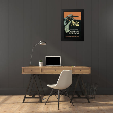 WWI: Help Them Black Modern Wood Framed Art Print by Unknown