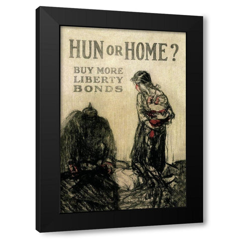 WWI: Hun or Home? Black Modern Wood Framed Art Print with Double Matting by Unknown