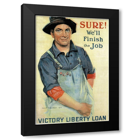 WWI: Sure! Well Finish Black Modern Wood Framed Art Print by Unknown