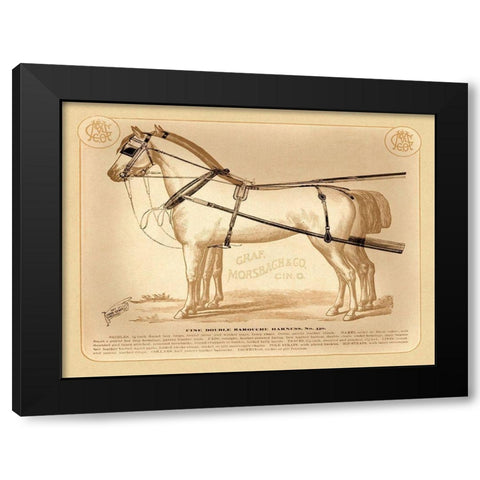 Saddles and Tack: Fine Double Barouche Harness Black Modern Wood Framed Art Print by Unknown