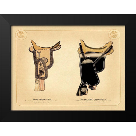 Saddles and Tack: McClellan Saddles #1 Black Modern Wood Framed Art Print by Unknown