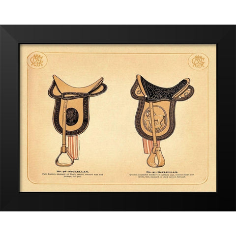 Saddles and Tack: McClellan Saddles #2 Black Modern Wood Framed Art Print by Unknown