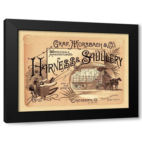 Saddles and Tack: Graf, Morsbach and Co. Harness and Saddlery Catalog Cover Black Modern Wood Framed Art Print by Unknown