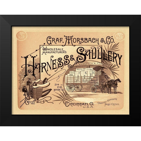 Saddles and Tack: Graf, Morsbach and Co. Harness and Saddlery Catalog Cover Black Modern Wood Framed Art Print by Unknown