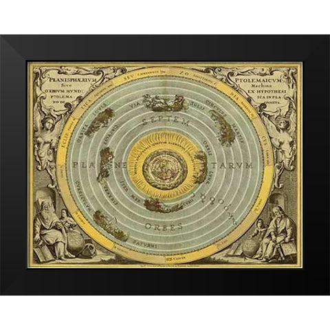 Maps of the Heavens: Planisphaerium Ptolemaicum Black Modern Wood Framed Art Print by Cellarius, Andreas