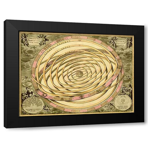 Maps of the Heavens: Orbium PlanenaMaps Black Modern Wood Framed Art Print with Double Matting by Cellarius, Andreas