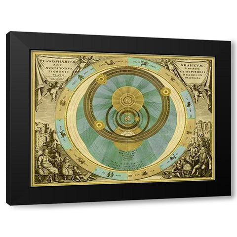 Maps of the Heavens: Planisphaerium Braheum Black Modern Wood Framed Art Print by Cellarius, Andreas