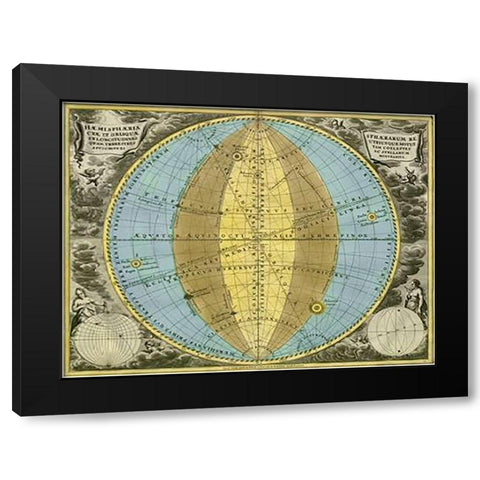 Maps of the Heavens: Hemisphaeria SphaeraMaps Black Modern Wood Framed Art Print with Double Matting by Cellarius, Andreas