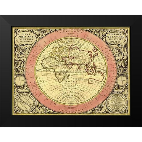 Maps of the Heavens: Hemisphaerium Orbis Antiqui Black Modern Wood Framed Art Print by Cellarius, Andreas