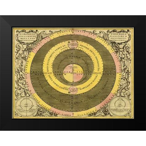 Maps of the Heavens: Hypothesis Ptomlemaica Black Modern Wood Framed Art Print by Cellarius, Andreas