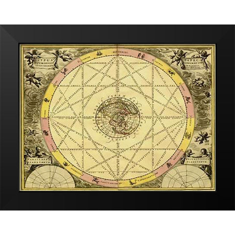 Maps of the Heavens: Typhus Aspec Black Modern Wood Framed Art Print by Cellarius, Andreas