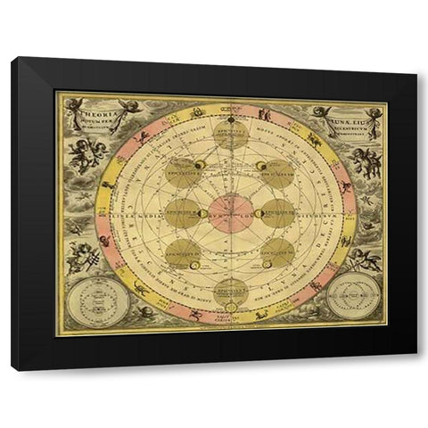 Maps of the Heavens: Theoria Luna Black Modern Wood Framed Art Print with Double Matting by Cellarius, Andreas