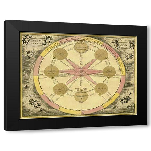 Maps of the Heavens: Theoria Trium Black Modern Wood Framed Art Print with Double Matting by Cellarius, Andreas