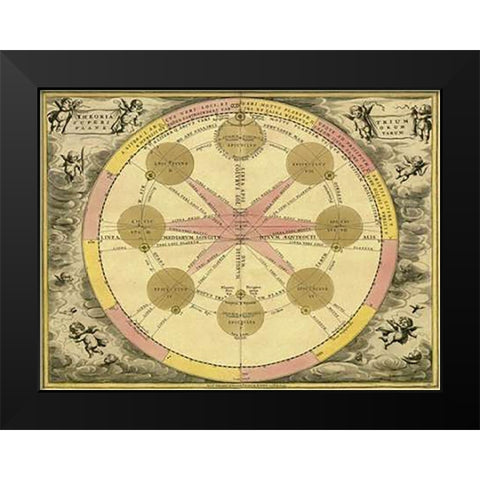 Maps of the Heavens: Theoria Trium Black Modern Wood Framed Art Print by Cellarius, Andreas