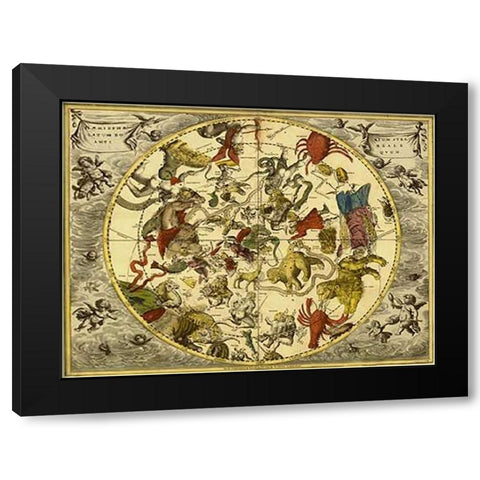 Maps of the Heavens: Planisphaerium Stellatum Boreale Black Modern Wood Framed Art Print by Cellarius, Andreas