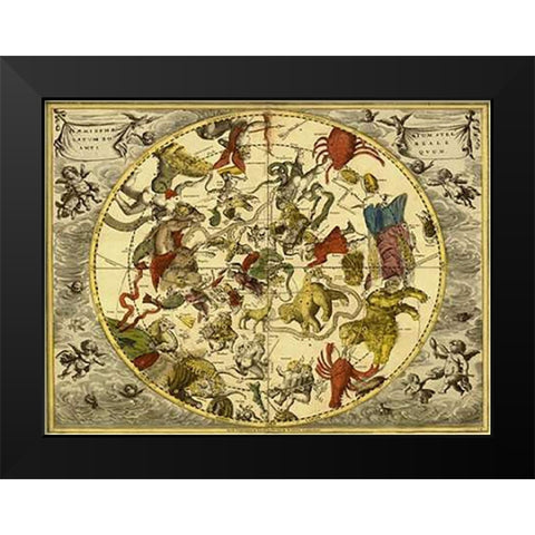Maps of the Heavens: Planisphaerium Stellatum Boreale Black Modern Wood Framed Art Print by Cellarius, Andreas
