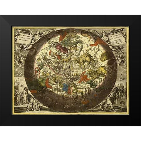 Maps of the Heavens: Hemisphaerium Stellatum Boreale Cum Subiecto Black Modern Wood Framed Art Print by Cellarius, Andreas