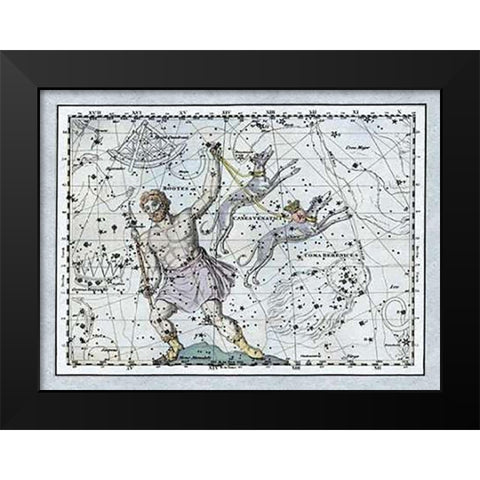 Maps of the Heavens: Bootes the Hunter and His Hounds Black Modern Wood Framed Art Print by Jamieson, Alexander