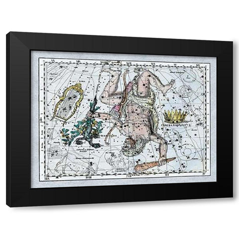 Maps of the Heavens: Hercules, the Lyre and Corona Borealis Black Modern Wood Framed Art Print by Jamieson, Alexander