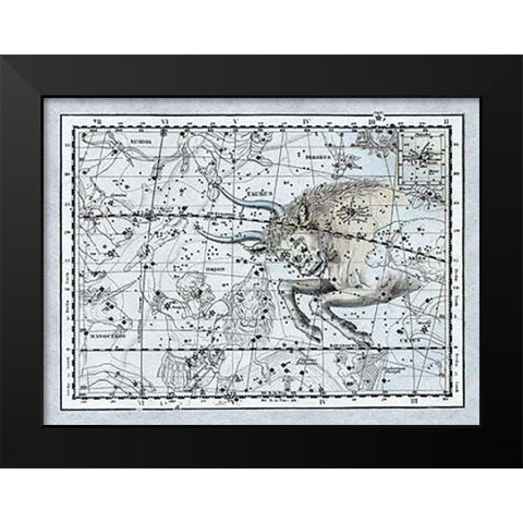 Maps of the Heavens: Taurus the Bull Black Modern Wood Framed Art Print by Jamieson, Alexander