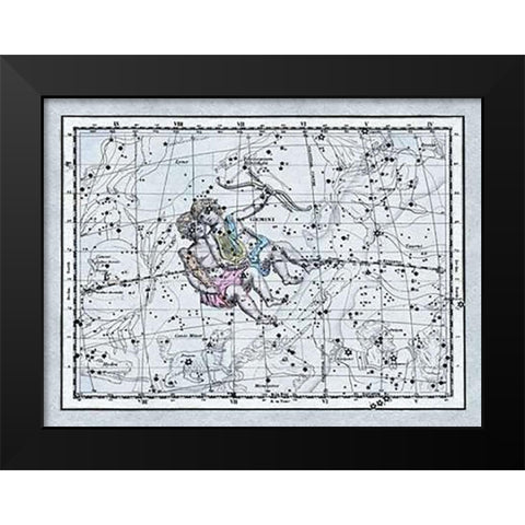Maps of the Heavens: Gemini - the Twins - Castor and Pollux Black Modern Wood Framed Art Print by Jamieson, Alexander