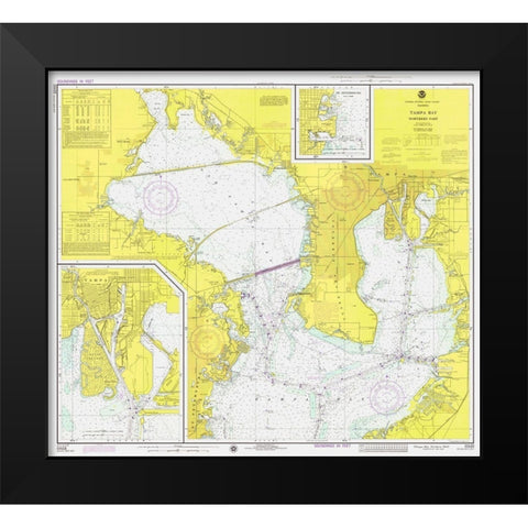 Nautical Chart - Tampa Bay - Northern Part ca. 1975 Black Modern Wood Framed Art Print by NOAA Historical Map and Chart Collection