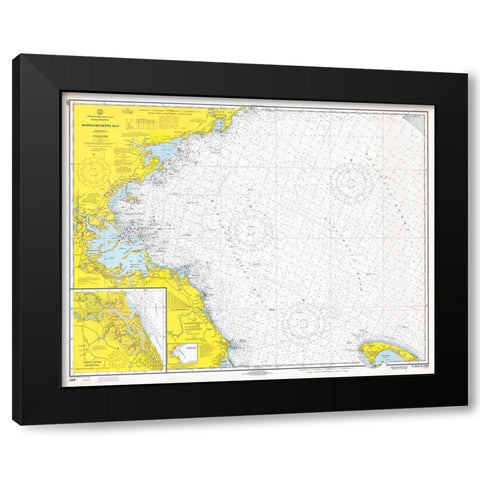 Nautical Chart - Massachusetts Bay ca. 1970 Black Modern Wood Framed Art Print with Double Matting by NOAA Historical Map and Chart Collection