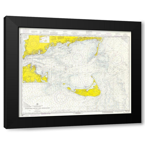 Nautical Chart - Nantucket Sound and Approaches ca. 1973 Black Modern Wood Framed Art Print with Double Matting by NOAA Historical Map and Chart Collection
