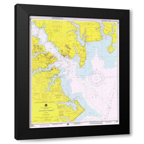 Nautical Chart - Annapolis Harbor ca. 1975 Black Modern Wood Framed Art Print by NOAA Historical Map and Chart Collection