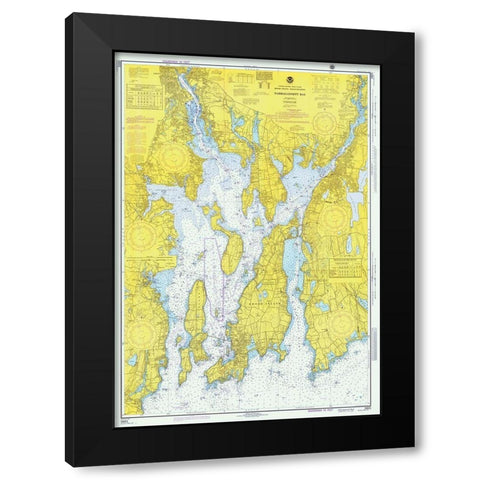 Nautical Chart - Narragansett Bay ca. 1975 Black Modern Wood Framed Art Print by NOAA Historical Map and Chart Collection