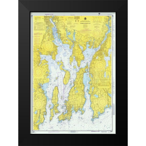 Nautical Chart - Narragansett Bay ca. 1975 Black Modern Wood Framed Art Print by NOAA Historical Map and Chart Collection