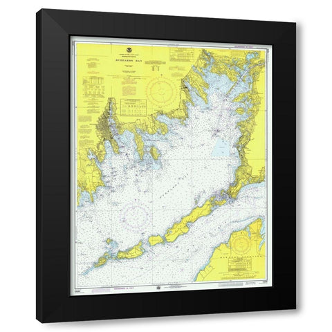 Nautical Chart - Buzzards Bay ca. 1974 Black Modern Wood Framed Art Print by NOAA Historical Map and Chart Collection