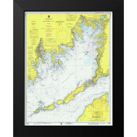 Nautical Chart - Buzzards Bay ca. 1974 Black Modern Wood Framed Art Print by NOAA Historical Map and Chart Collection