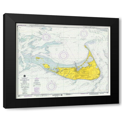 Nautical Chart - Nantucket Island ca. 1975 Black Modern Wood Framed Art Print with Double Matting by NOAA Historical Map and Chart Collection