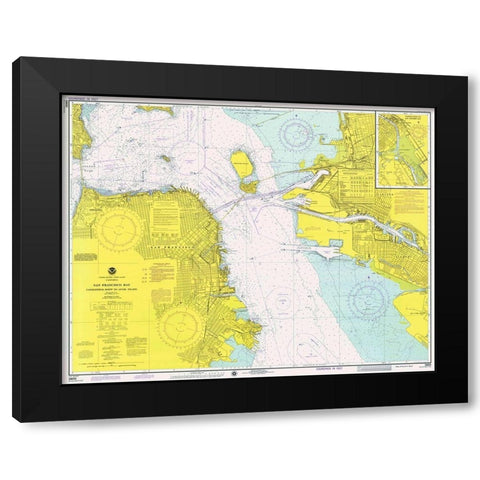 Nautical Chart - San Francisco Bay ca. 1975 Black Modern Wood Framed Art Print by NOAA Historical Map and Chart Collection