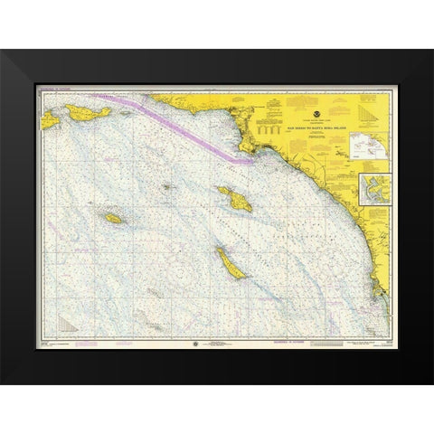 Nautical Chart - San Diego to Santa Rosa Island ca. 1975 Black Modern Wood Framed Art Print by NOAA Historical Map and Chart Collection