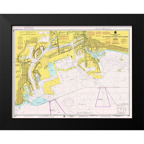Nautical Chart - Los Angeles and Long Beach Harbors ca. 1998 Black Modern Wood Framed Art Print by NOAA Historical Map and Chart Collection