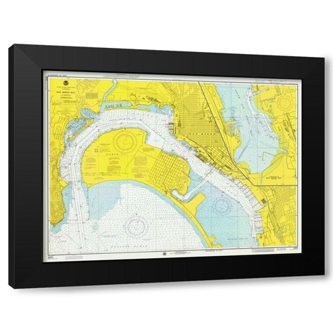 Nautical Chart - San Diego Bay ca. 1974 Black Modern Wood Framed Art Print with Double Matting by NOAA Historical Map and Chart Collection