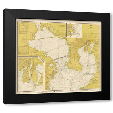 Nautical Chart - Tampa Bay - Northern Part ca. 1975 - Sepia Tinted Black Modern Wood Framed Art Print by NOAA Historical Map and Chart Collection
