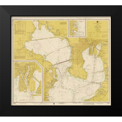 Nautical Chart - Tampa Bay - Northern Part ca. 1975 - Sepia Tinted Black Modern Wood Framed Art Print by NOAA Historical Map and Chart Collection