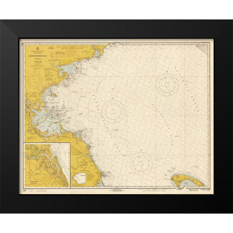 Nautical Chart - Massachusetts Bay ca. 1970 - Sepia Tinted Black Modern Wood Framed Art Print by NOAA Historical Map and Chart Collection