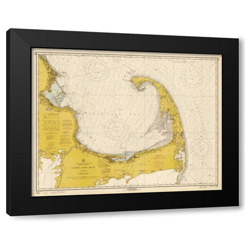 Nautical Chart - Cape Cod Bay ca. 1970 - Sepia Tinted Black Modern Wood Framed Art Print with Double Matting by NOAA Historical Map-Chart