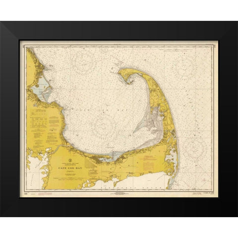 Nautical Chart - Cape Cod Bay ca. 1970 - Sepia Tinted Black Modern Wood Framed Art Print by NOAA Historical Map-Chart