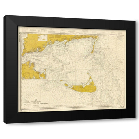 Nautical Chart - Nantucket Sound and Approaches ca. 1973 - Sepia Tinted Black Modern Wood Framed Art Print by NOAA Historical Map and Chart Collection