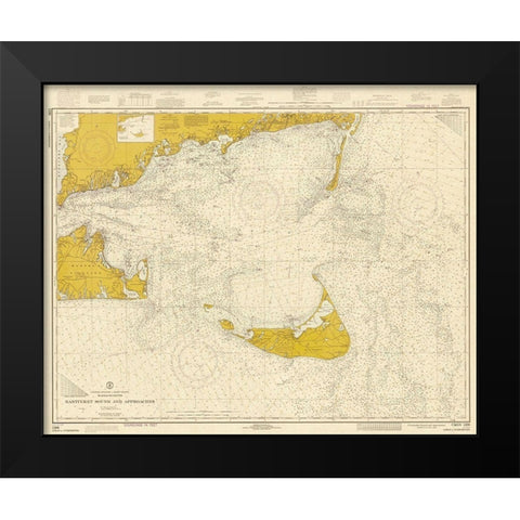 Nautical Chart - Nantucket Sound and Approaches ca. 1973 - Sepia Tinted Black Modern Wood Framed Art Print by NOAA Historical Map and Chart Collection