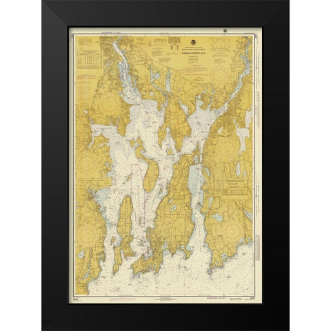 Nautical Chart - Narragansett Bay ca. 1975 - Sepia Tinted Black Modern Wood Framed Art Print by NOAA Historical Map and Chart Collection