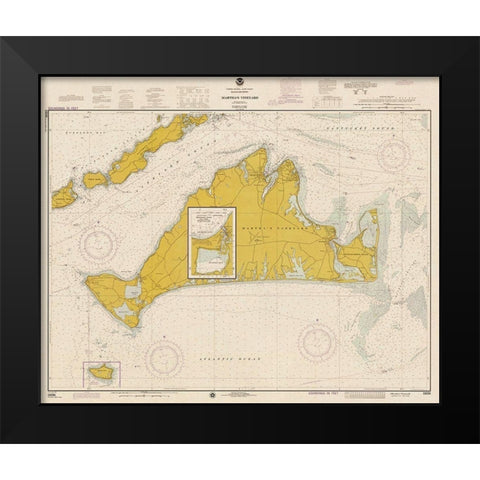 Nautical Chart - Marthas Vineyard ca. 1975 - Sepia Tinted Black Modern Wood Framed Art Print by NOAA Historical Map and Chart Collection