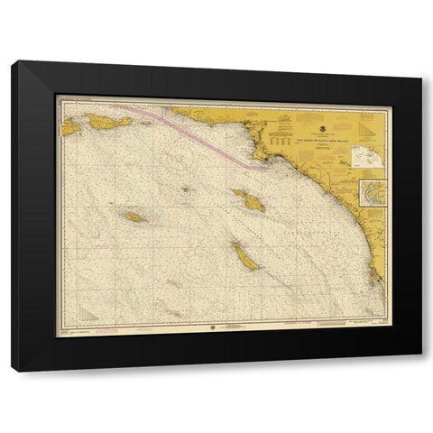 Nautical Chart - San Diego to Santa Rosa Island ca. 1975 - Sepia Tinted Black Modern Wood Framed Art Print with Double Matting by NOAA Historical Map and Chart Collection