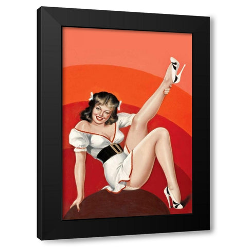 Mid-Century Pin-Ups - Titter Magazine - Winking Brunette Black Modern Wood Framed Art Print with Double Matting by Driben, Peter