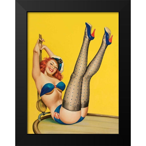 Mid-Century Pin-Ups - Flirt Magazine - Sailor Girl Black Modern Wood Framed Art Print by Driben, Peter